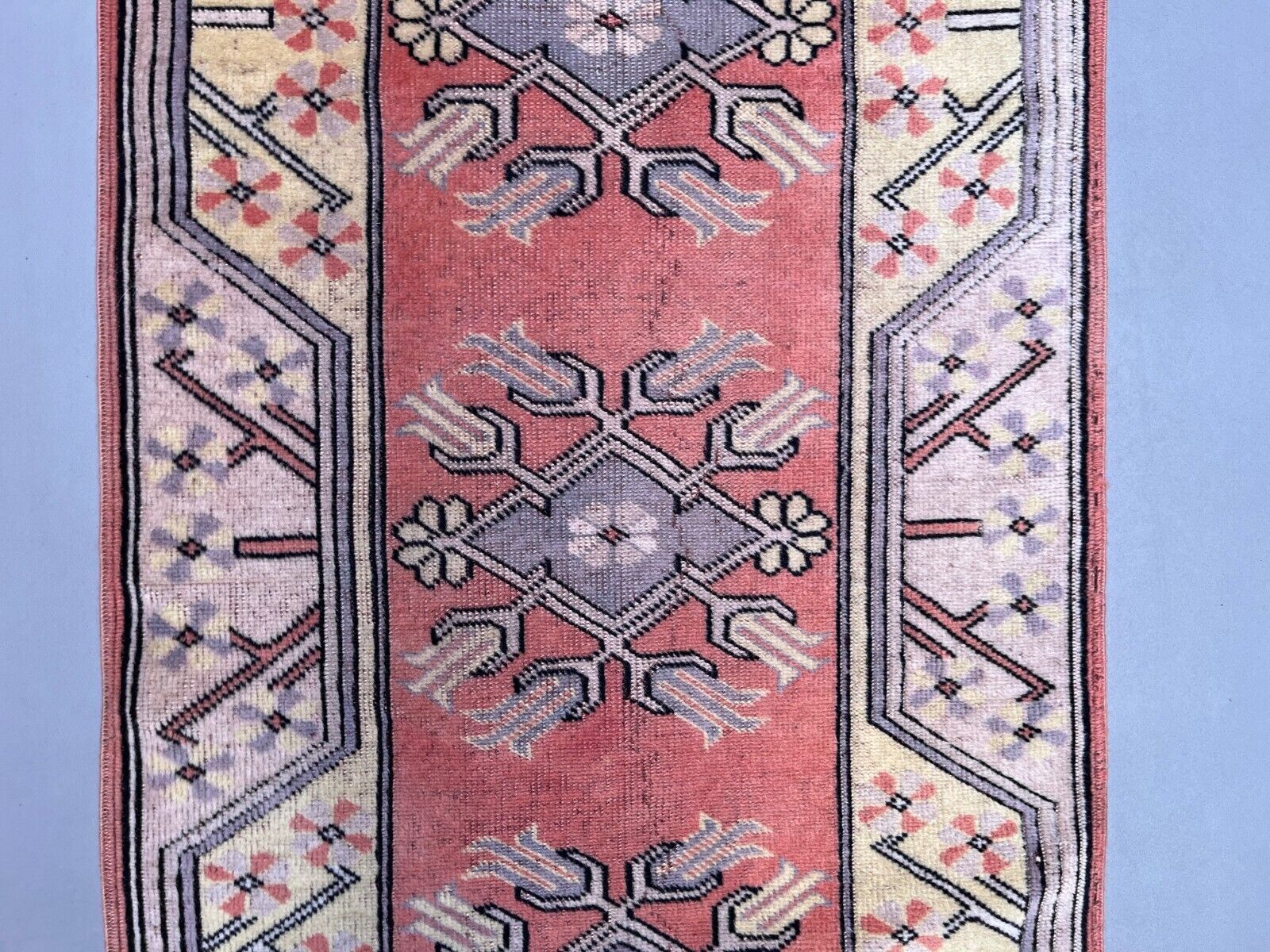 Vintage Turkish Runner 475x81 Cm Milas Rug, Terracotta Red, Green, Beige photo vintage