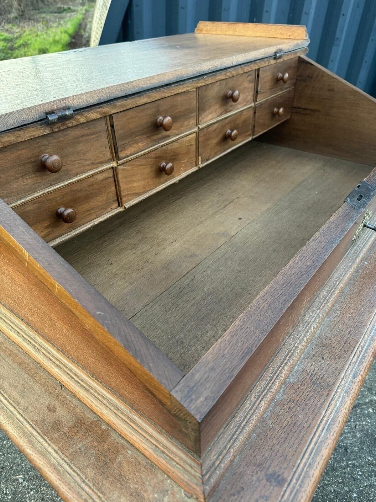 Antique Dutch Renaissance Oak Cushion Cabinet Bureau Cupboard photo vinterior