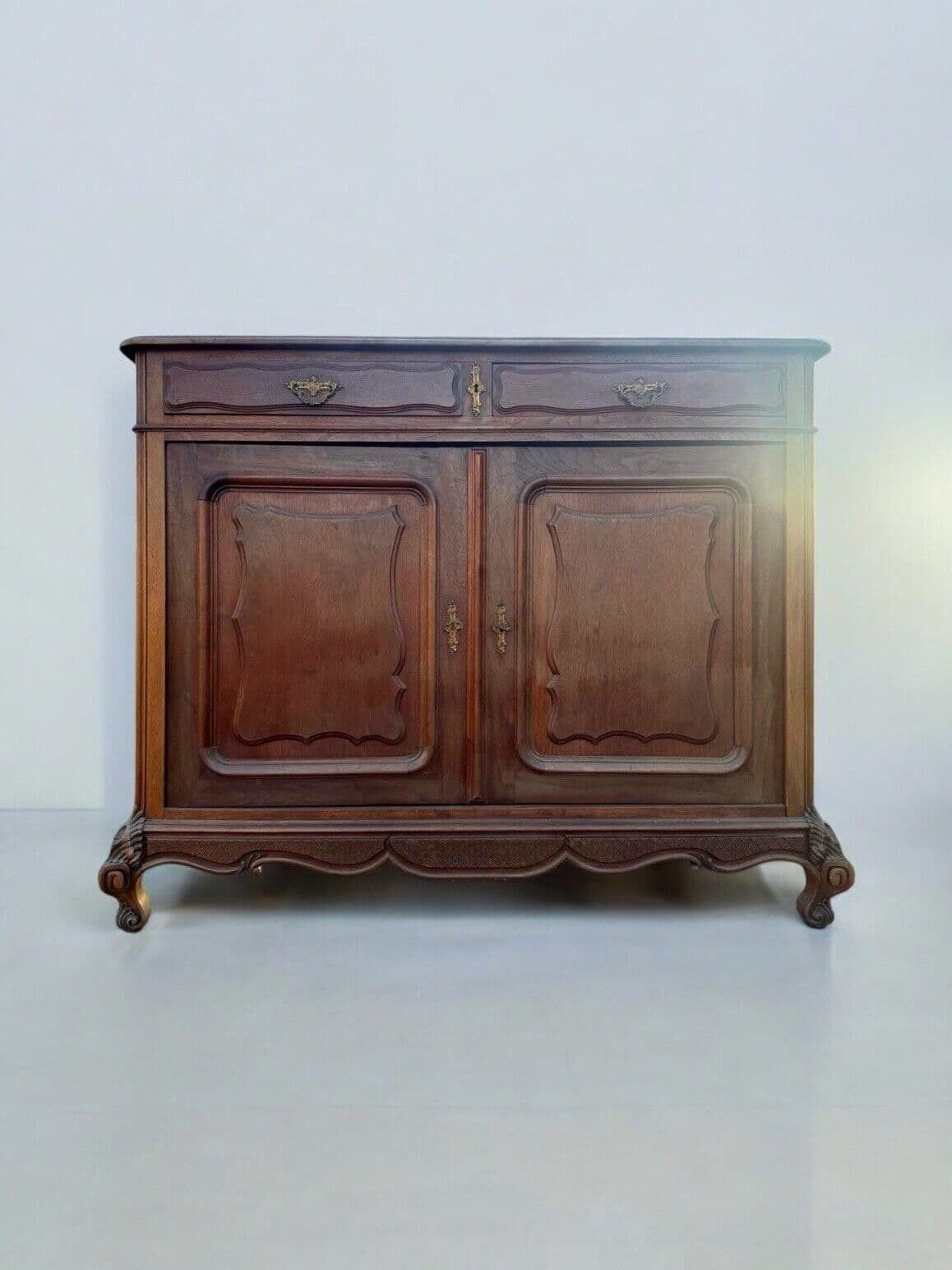 Antique French Carved Buffet Cupboard Sideboard   Price Includes Painting. photo furniture