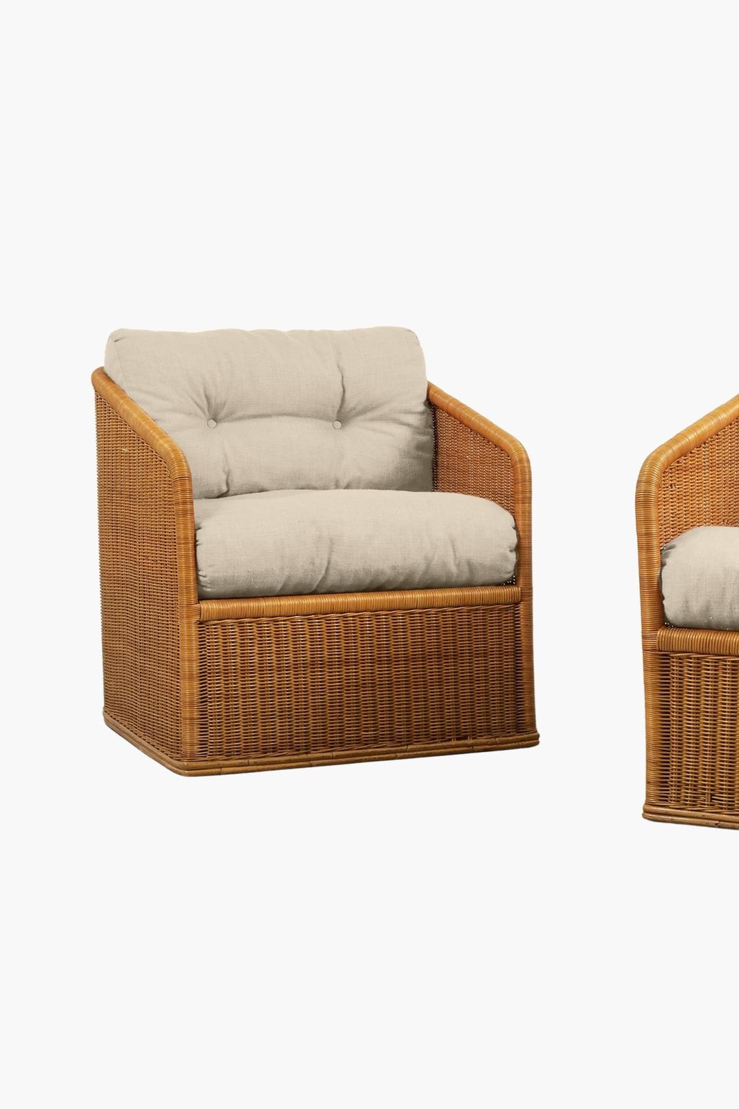 Pair Of 1970s Italian Rattan Armchairs photo for sale