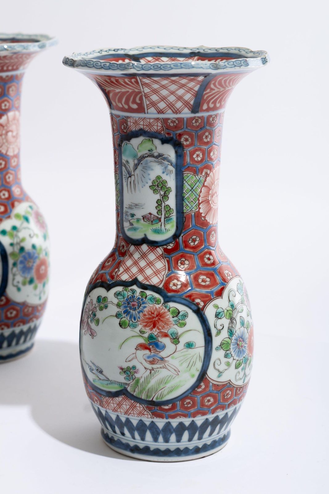 Pair Of Antique Japanese Arita Imari Porcelain Vase Lamps photo furniture