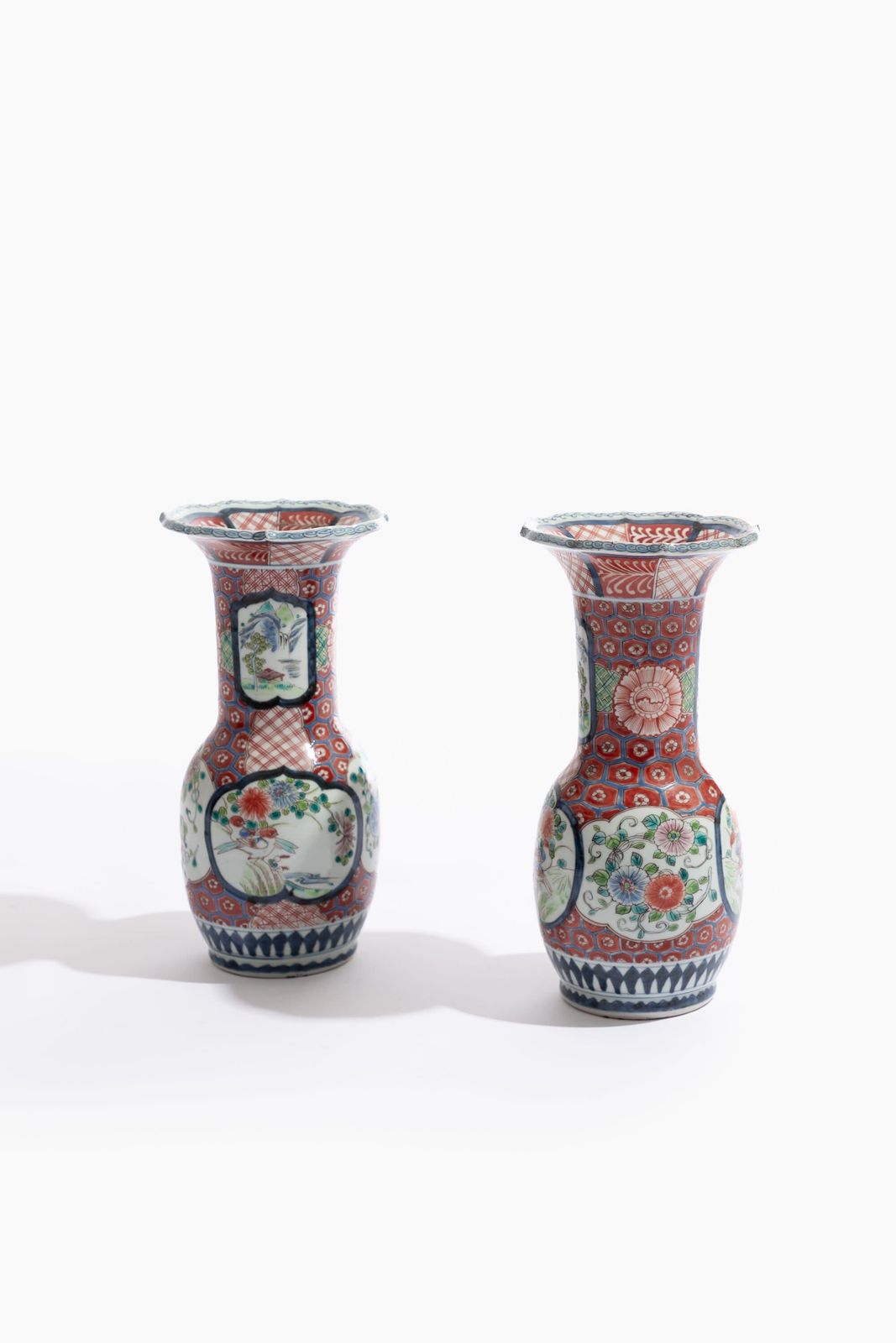 Pair Of Antique Japanese Arita Imari Porcelain Vase Lamps photo 1200.0