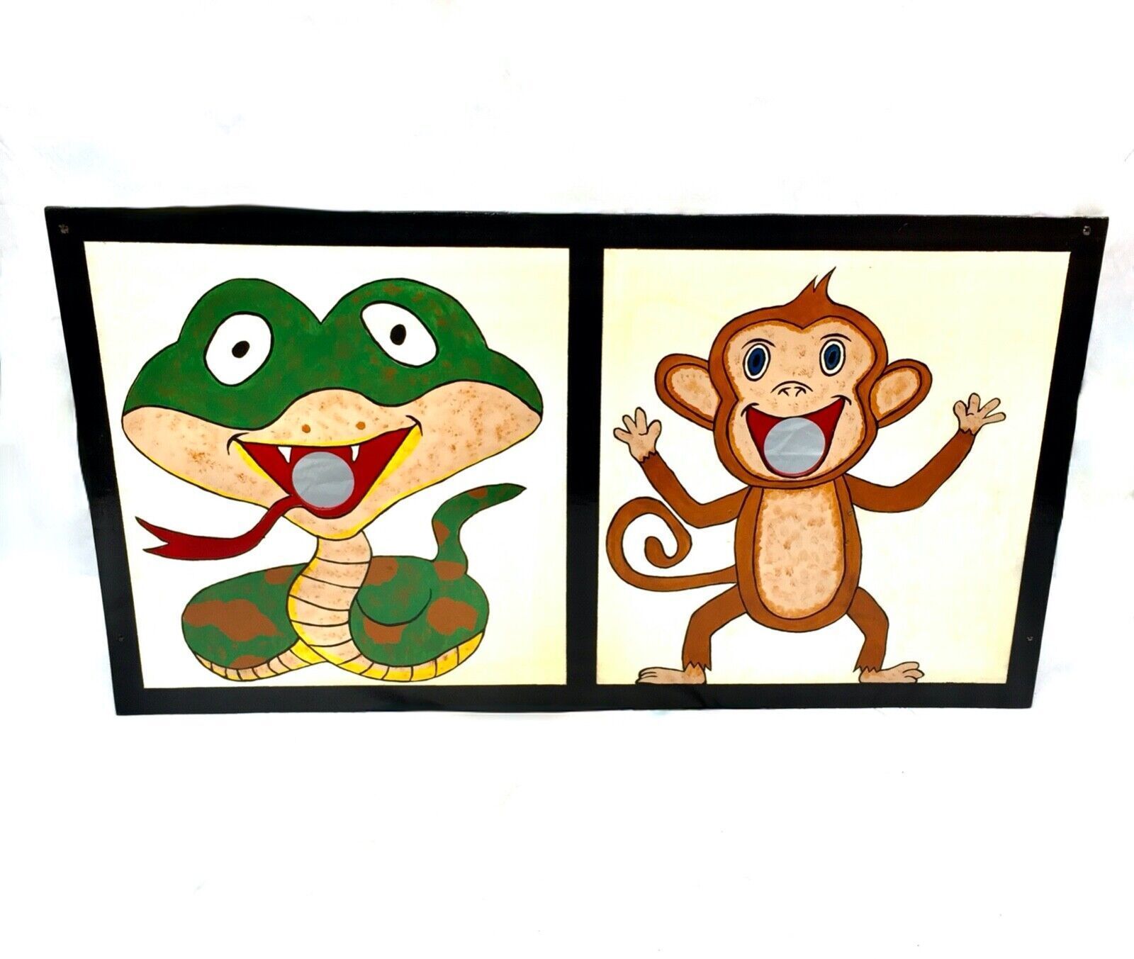 Vintage 20th Century Travelling Fairground Plate Smash / Ball Throw Boards Game photo furniture