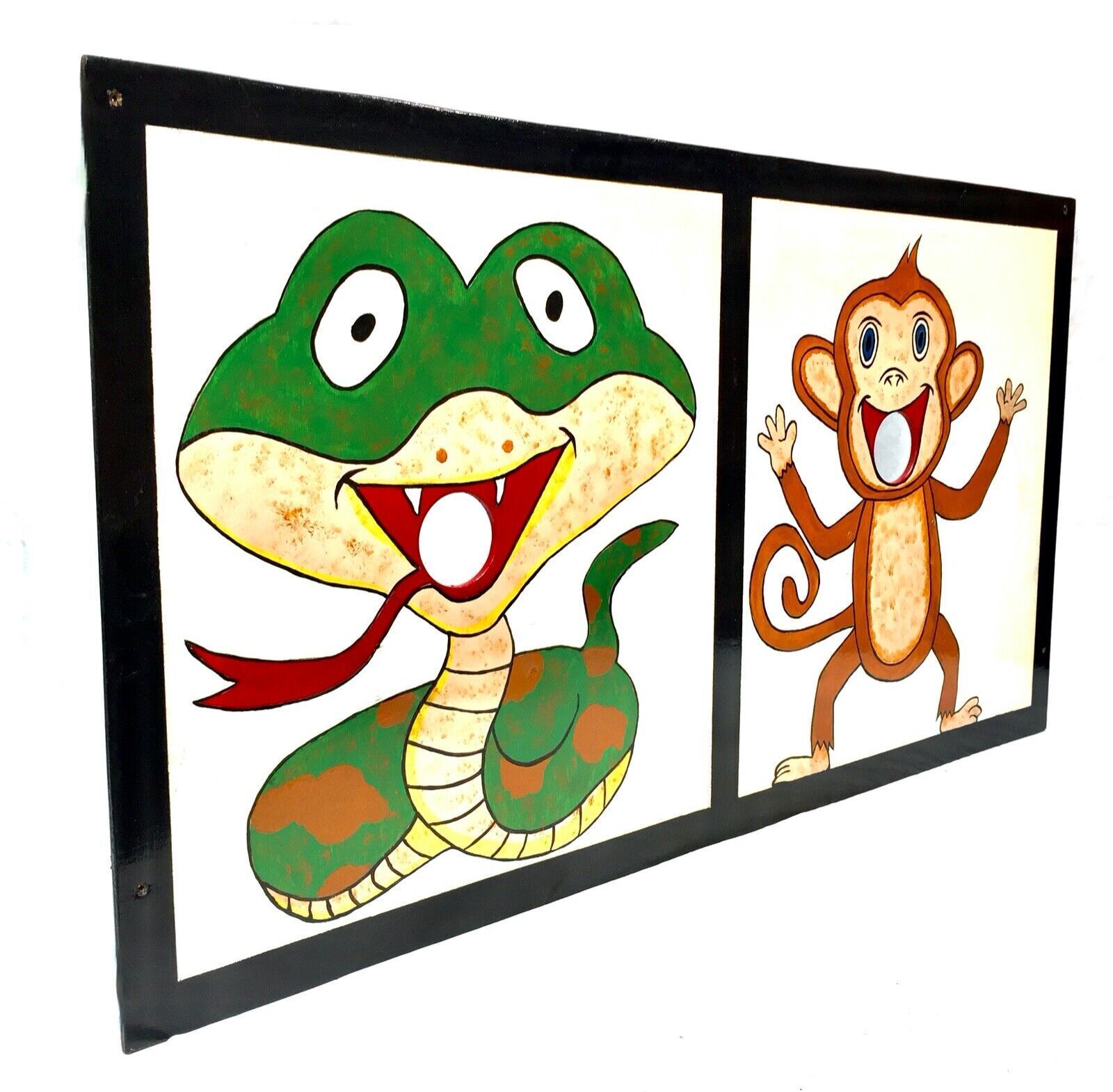 Vintage 20th Century Travelling Fairground Plate Smash / Ball Throw Boards Game photo Art