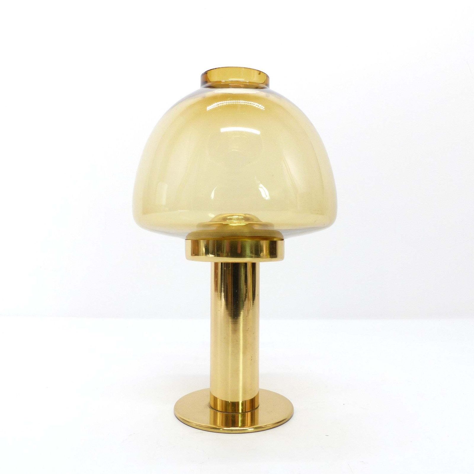 Hans Agne Jakobsson Scandinavian Candlestick Model Claudia L10227, Amber Yellow Glass, Markaryd   1960