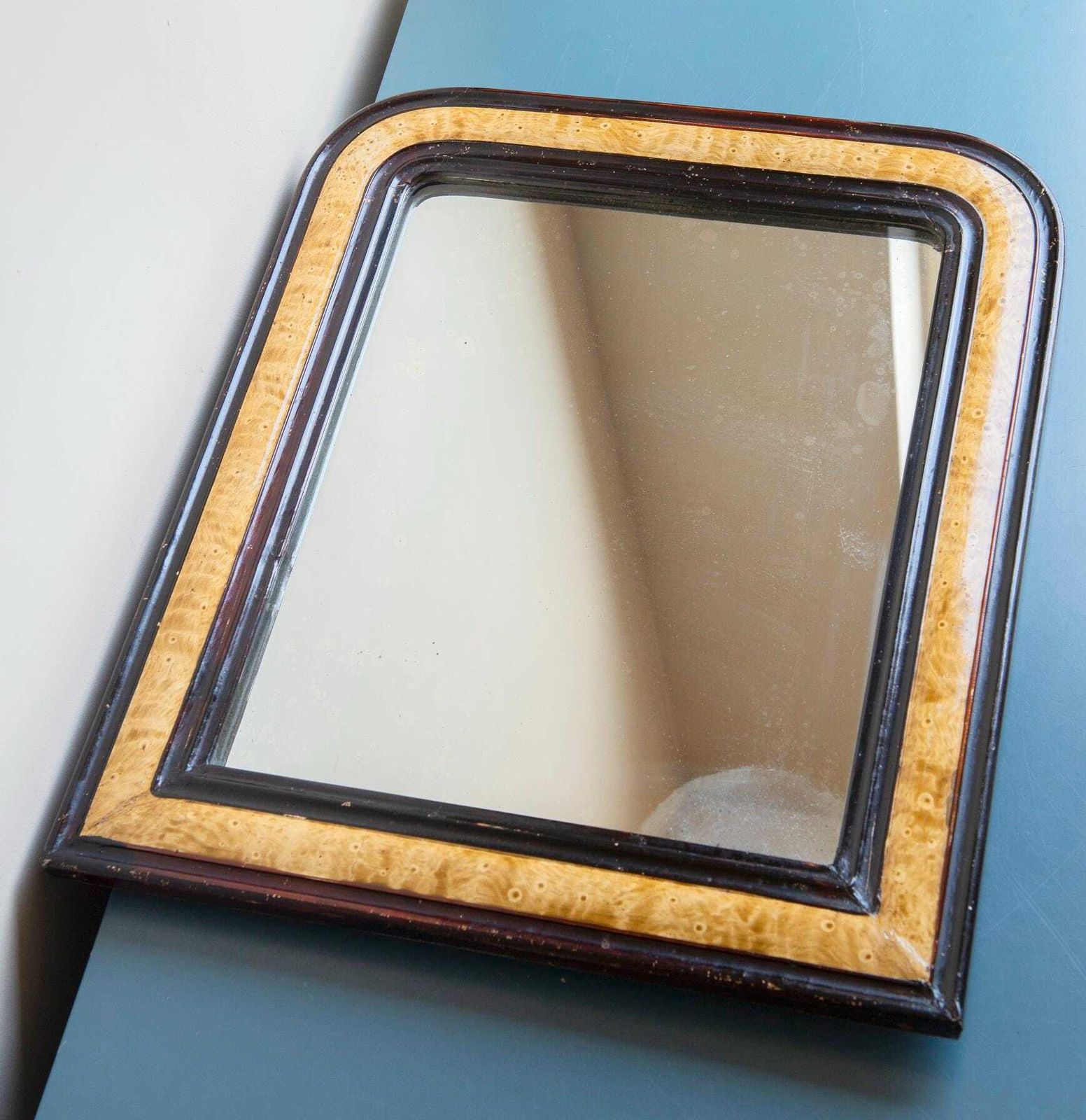 photo for sale Antique Louis Philippe Mirror, Rustic Half Round Wall Mirror, French Farmhouse Mirror, Decorative Plaster Arch Mirror, 19th Century
