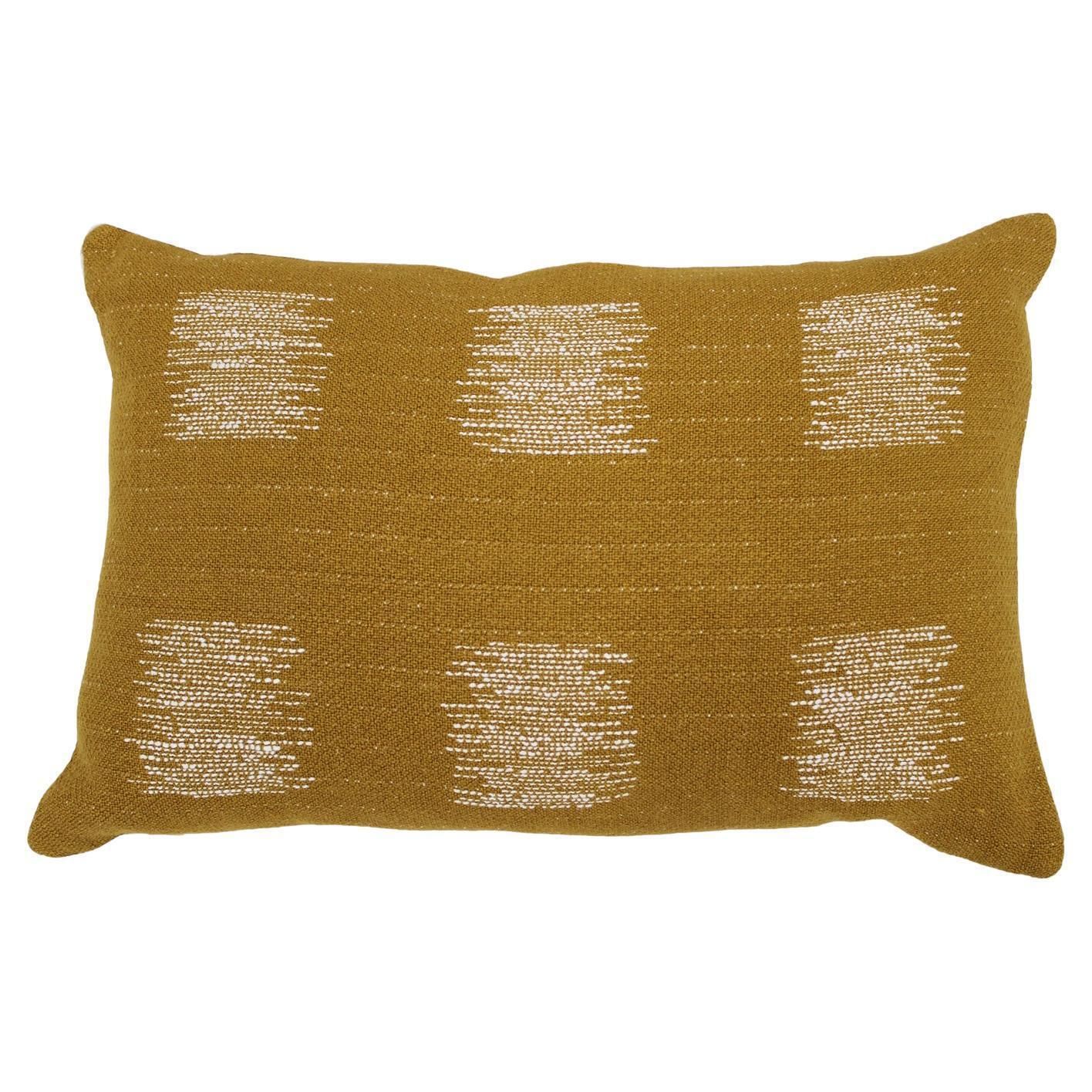 Cushion In Ochre Linen With Double Tinsel Trim And Linen White Back