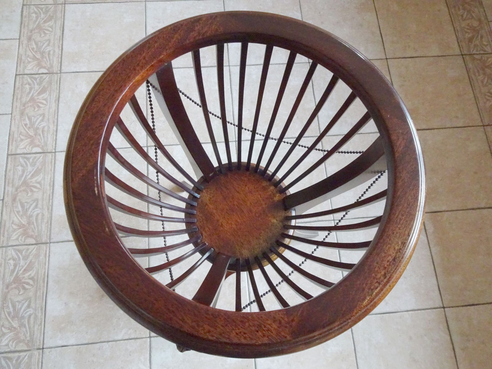 Mahogany Inlaid Jardinière With Artificial Flower Arrangement photo vintage