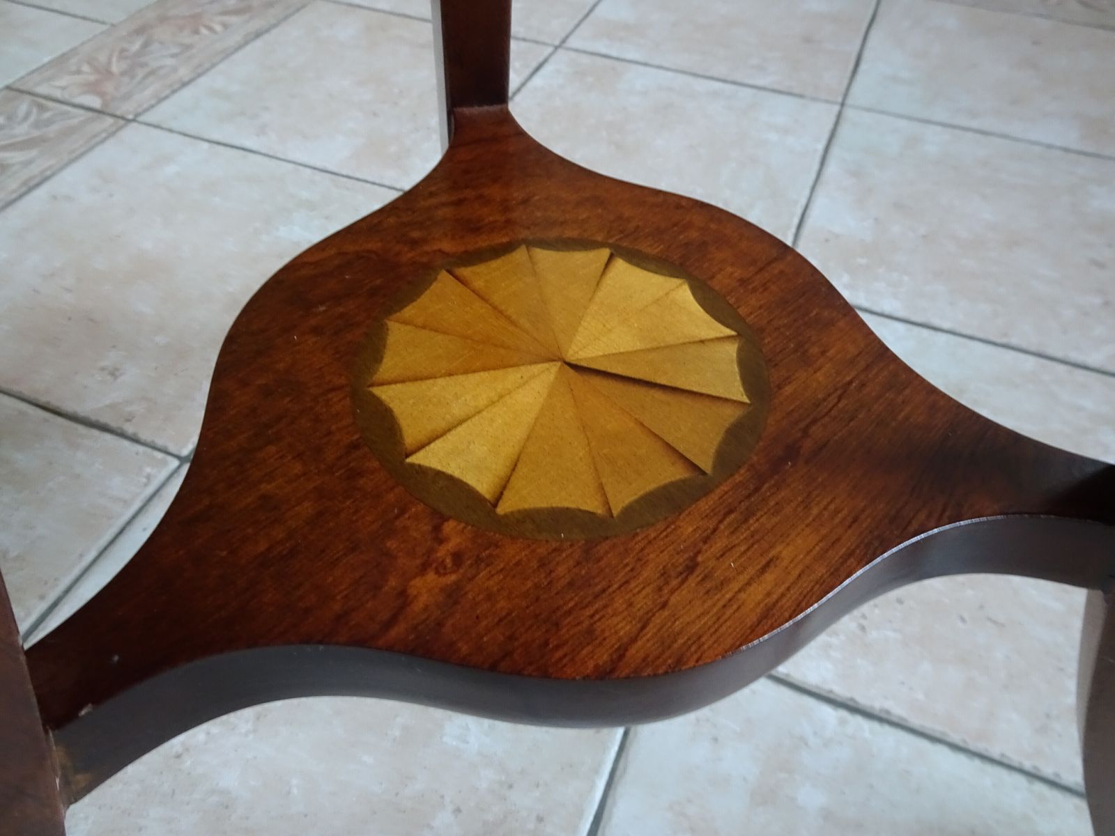 photo for sale Mahogany Inlaid Jardinière With Artificial Flower Arrangement
