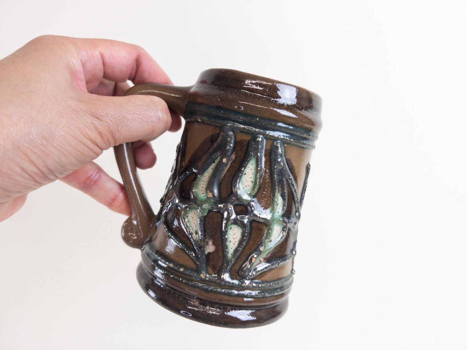 Vintage Coffee Mugs   East German Pottery Ceramic Coffee Cups By Strehla Keramik   Set Of 3 Retro German Pottery photo furniture