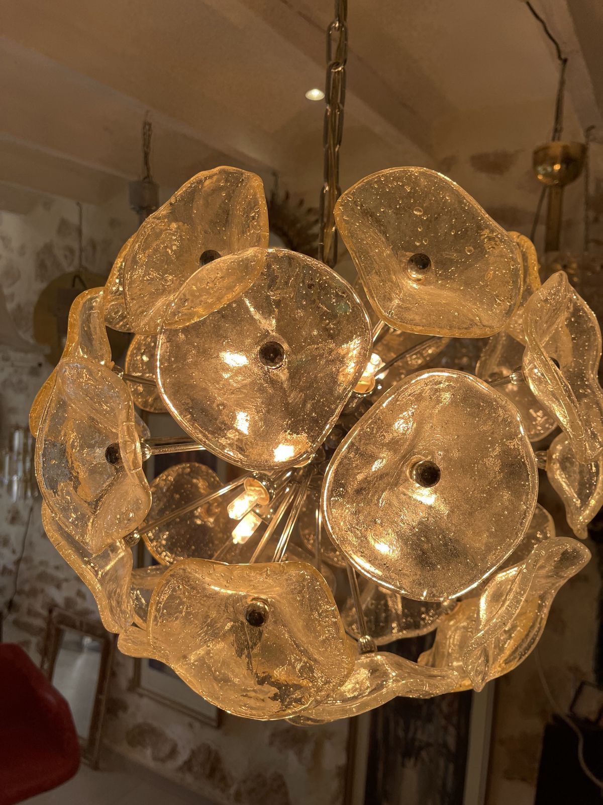 Floral Chandelier Murano Glass , Italie 1980 photo for sale