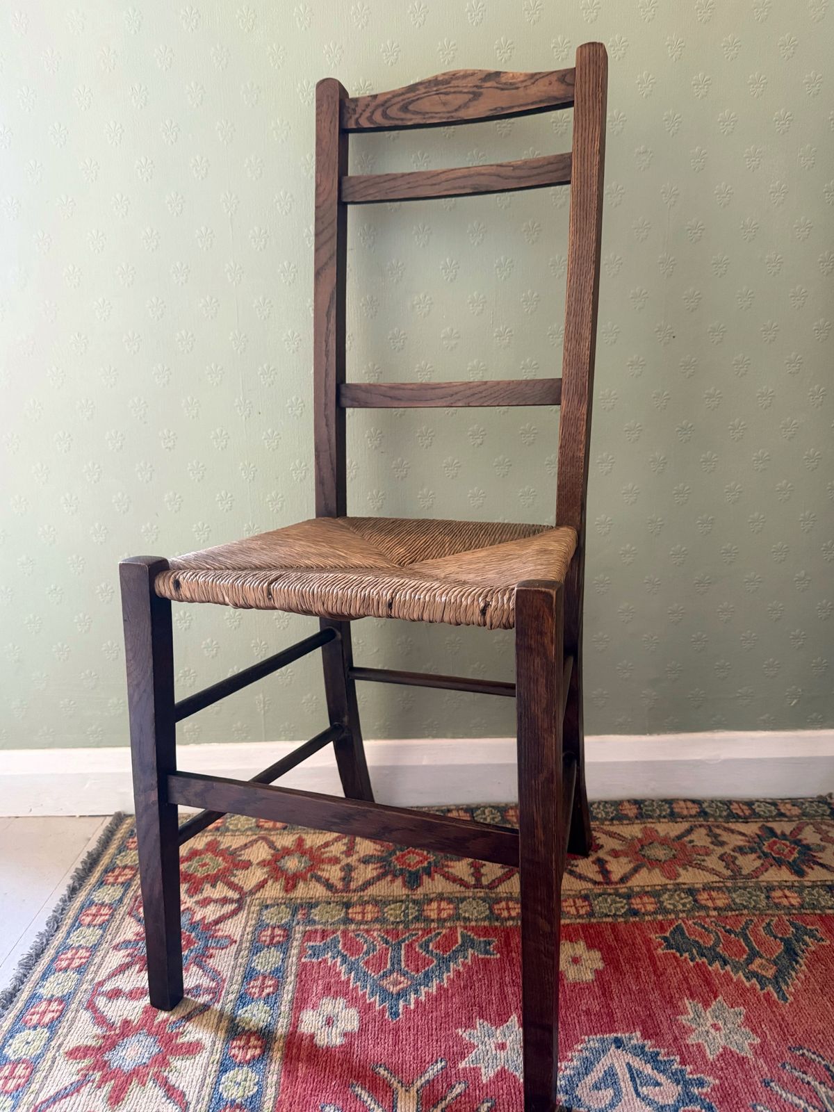 Pair Of Antique French Oak And Rush Occasional Chairs C1890 photo furniture