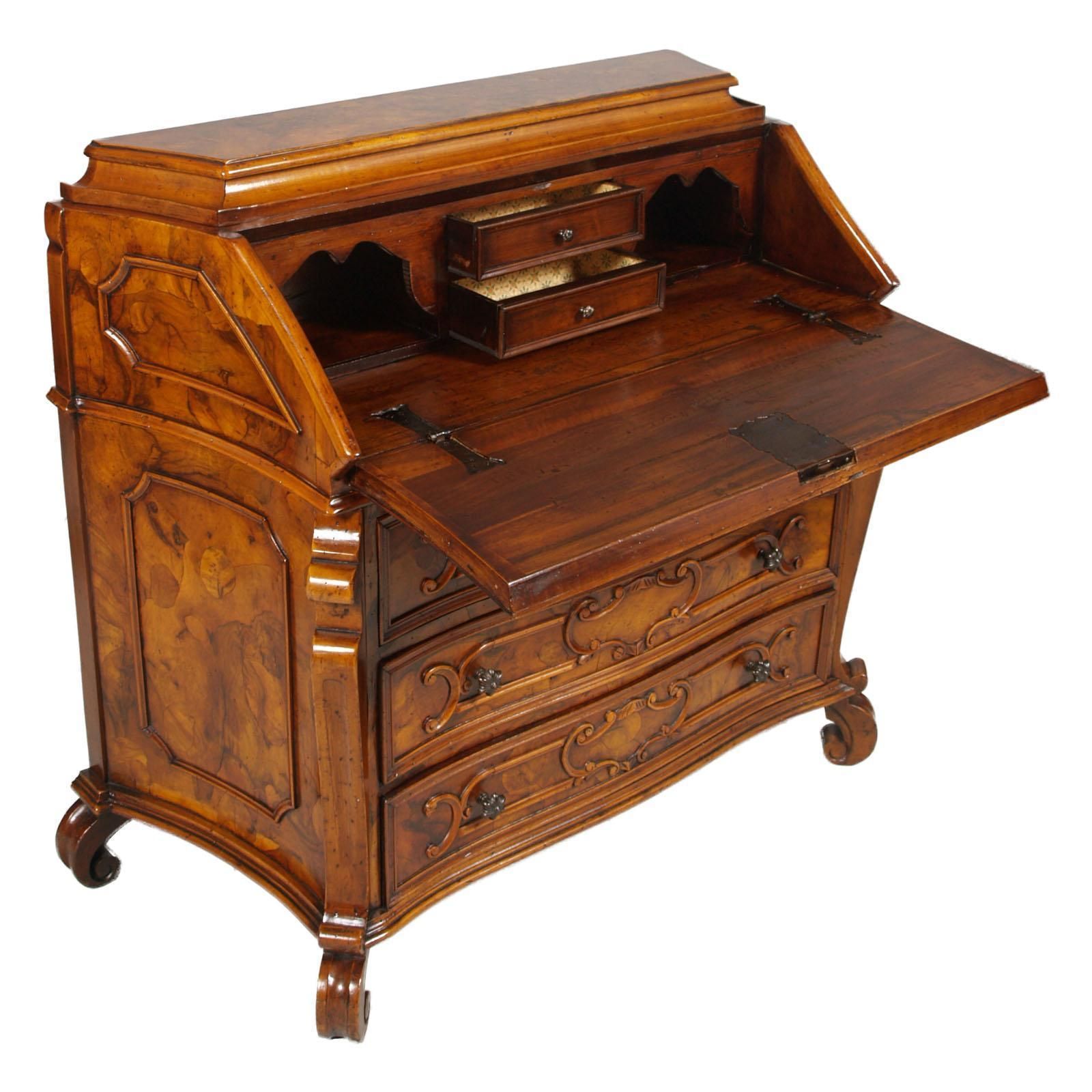 Secretaire Style 700 Lombardo By "Bottega Milanese Dei Valentini", Walnut & Burl photo vinterior
