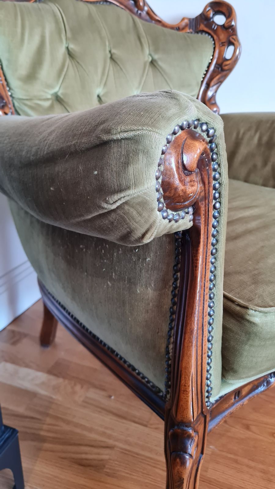 Green Velvet Armchair, Mid 20th Century photo vinterior