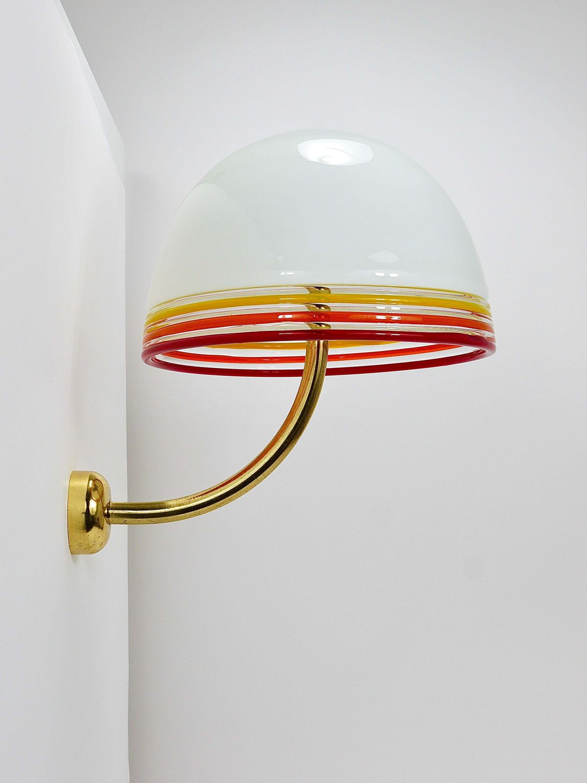 Roberto Pamio Febo Wall Lamps Sconces, Brass, Murano Glass, Leucos, Italy, 1970s photo furniture