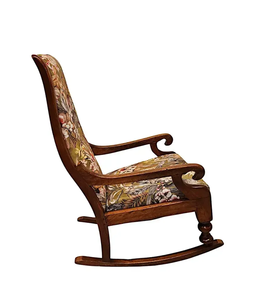 A Fabulous 19th Century Newly Upholstered Rocking Chair photo Furniture