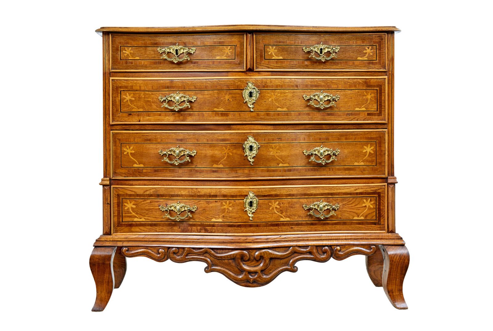 Furniture Early 19th Century Swedish Baroque Oak Inlaid Chest Of Drawers photo