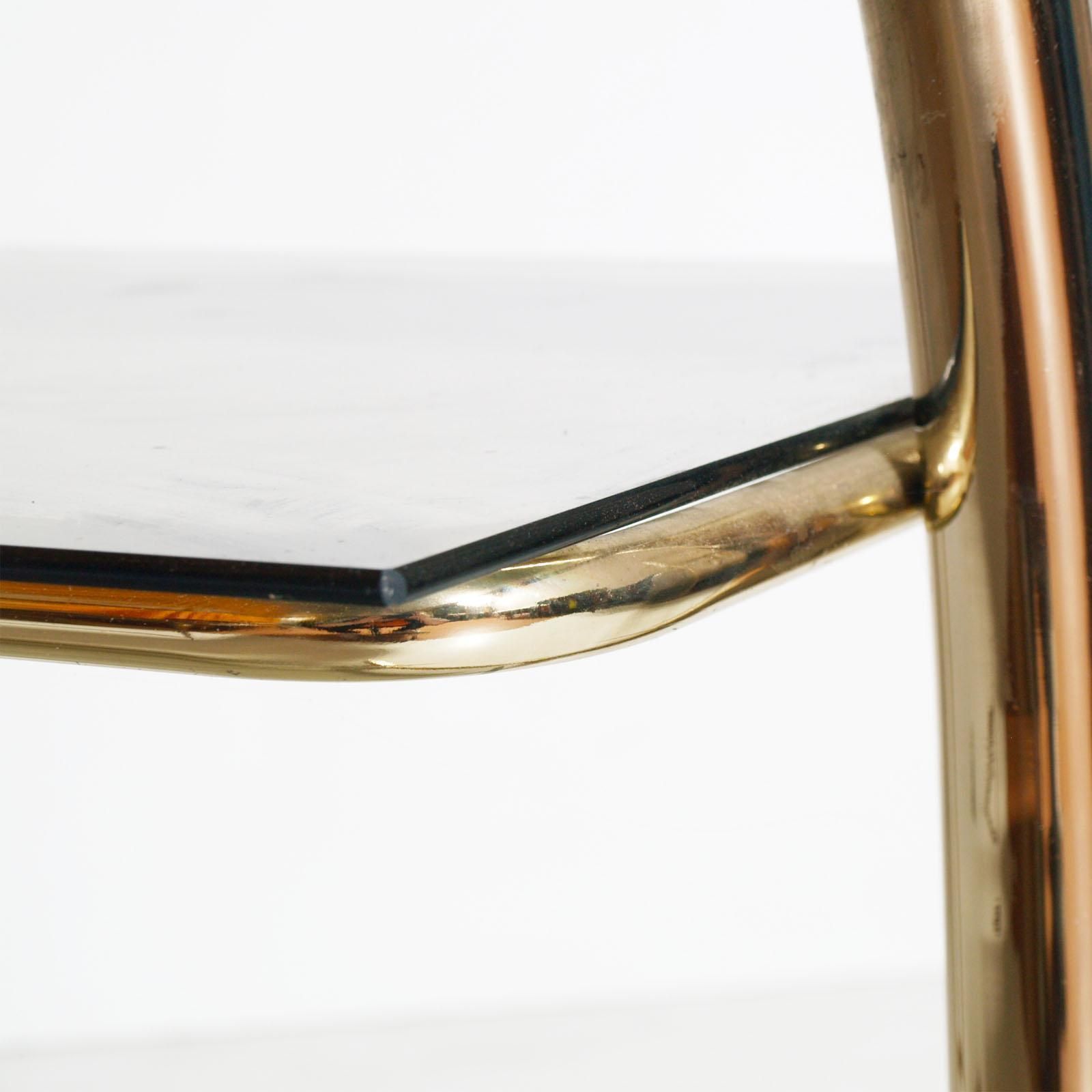 1970s Bar Cart, Occasional Table, Console, In Gilt Brass With 3 Cristal Shelves photo buy
