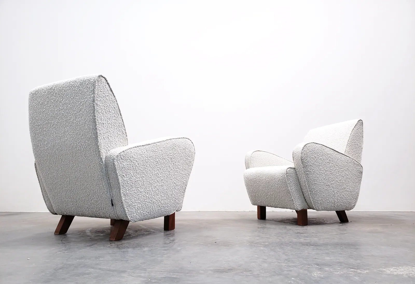 Set Of Two 1930 Jindrich Halabala H   282 Armchairs In Premium Ivory Boucle photo Furniture