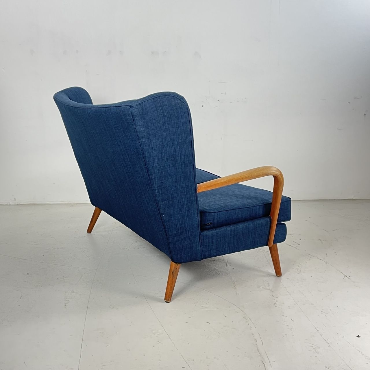 photo for sale 1950s Bambino Sofa By Howard Keith For Hk Furniture In Navy Blue