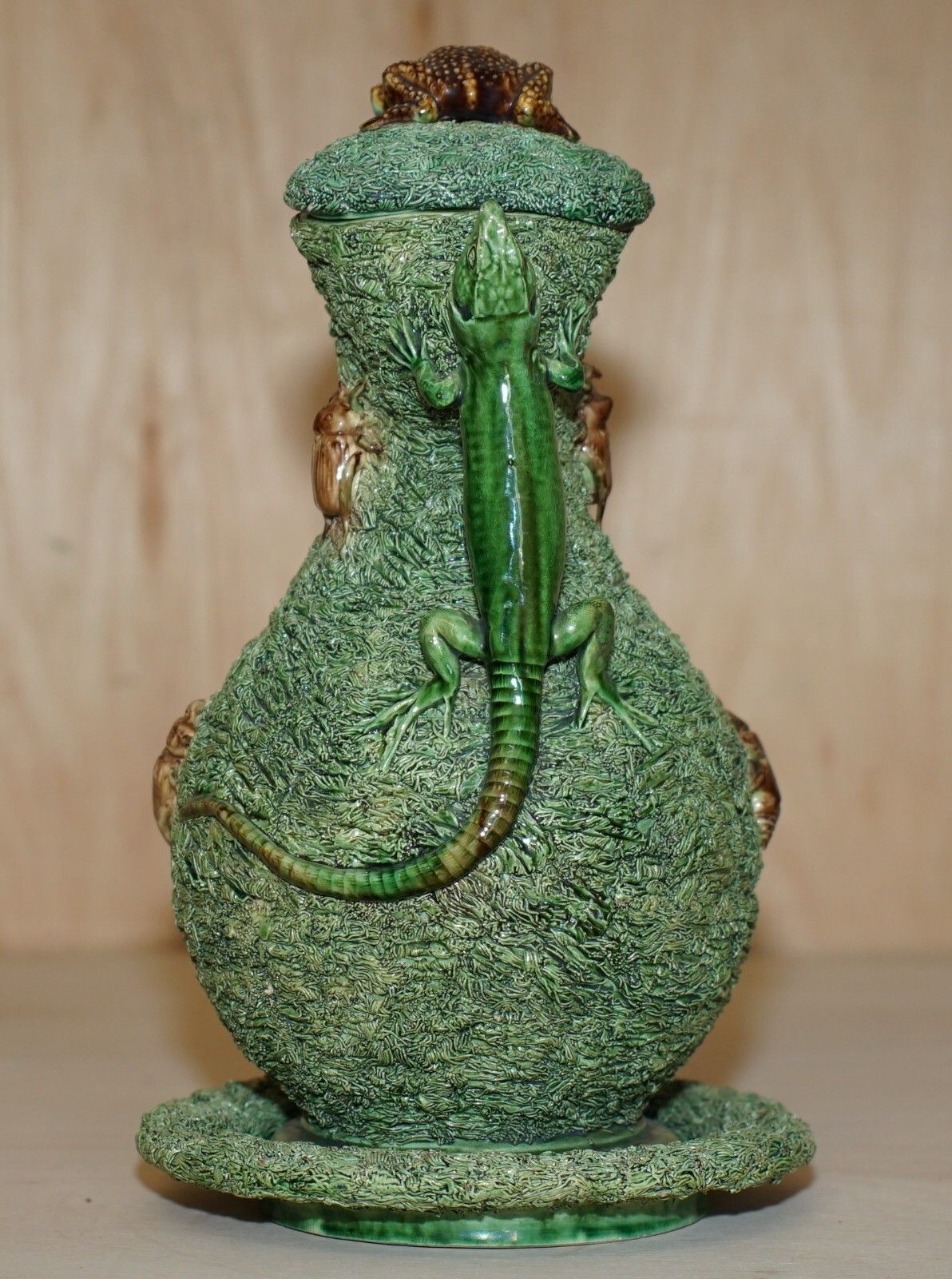 Stunning Portuguese Antique Victorian 1880 Mafra Palissy Ware Ewer Jug & Saucer photo Home Decor