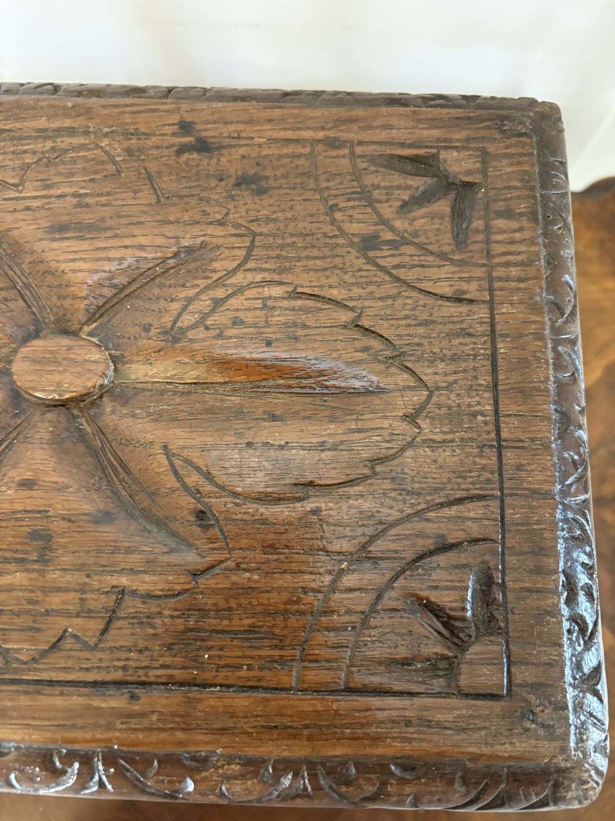 Unusual Antique 19th Century Miniature Quality Carved Oak Table photo 595.0