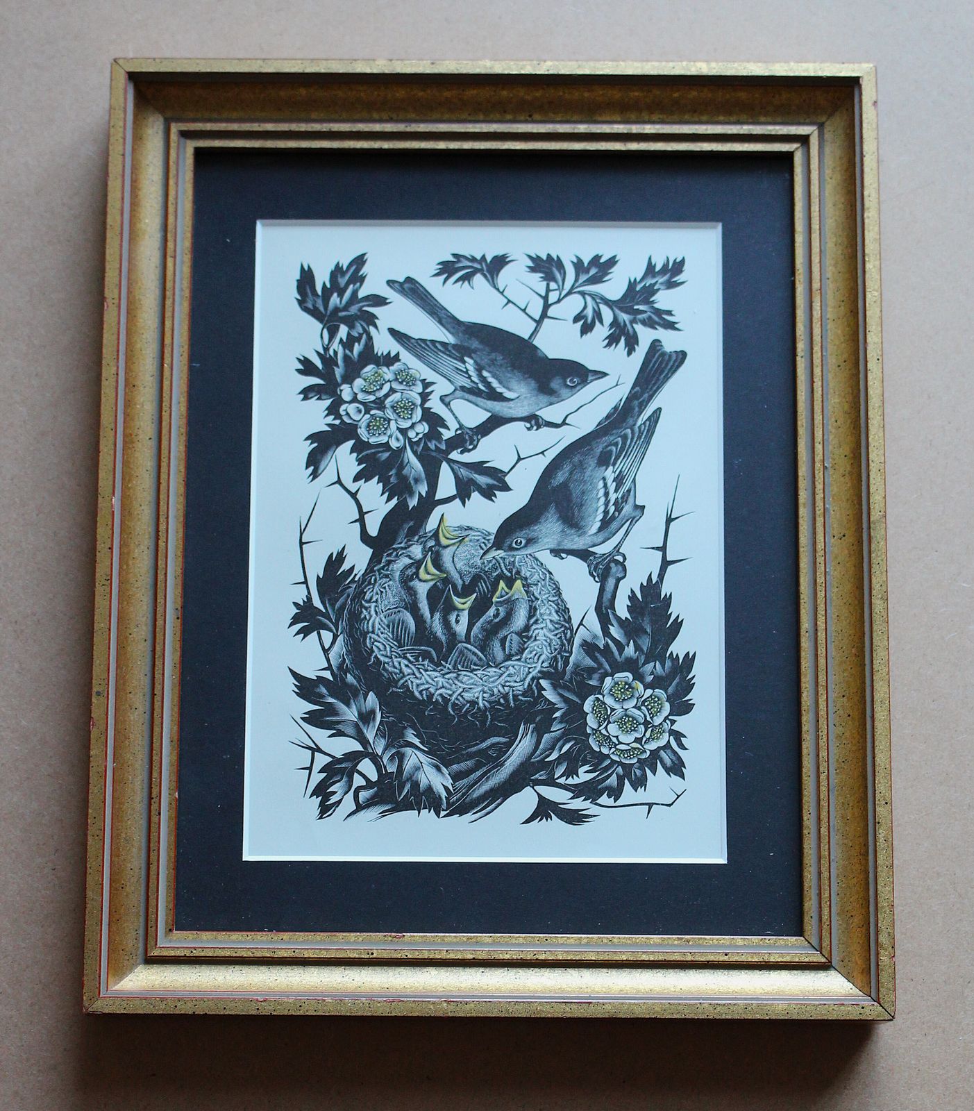 Lithograph From A Woodcut ‘Chaffinches On Hawthorn’ By Agnes Miller Parker 1936