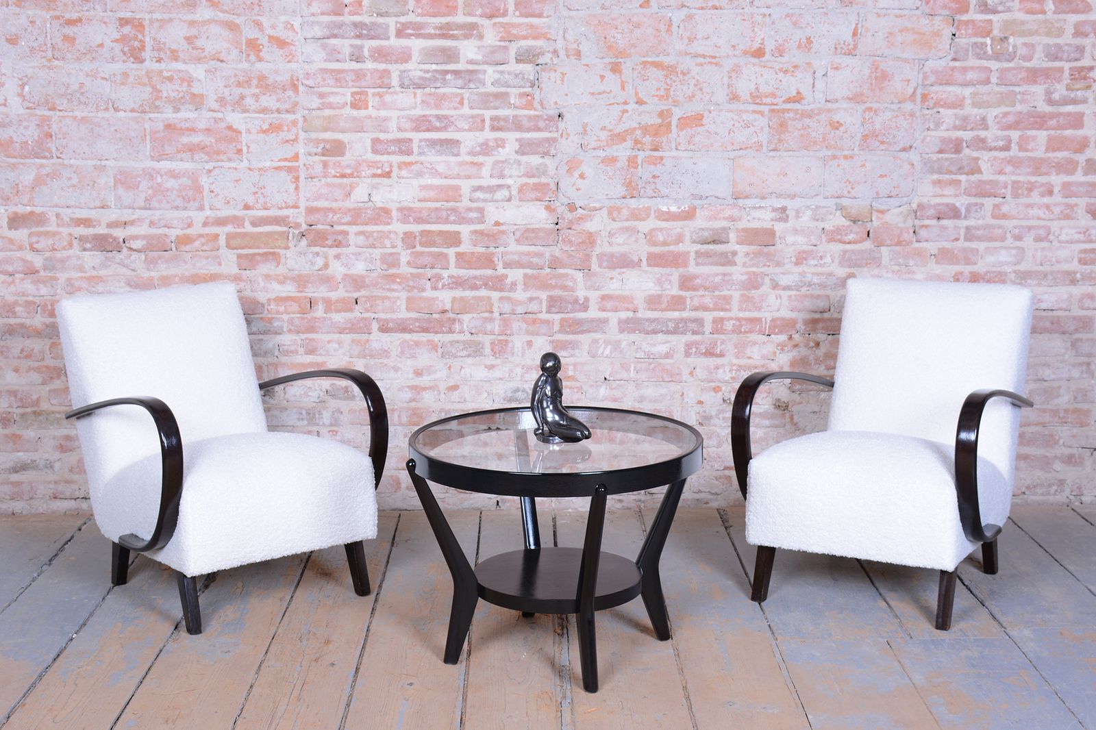 Pair Of Restored Art Deco Armchairs, By J. Halabala, Up Závody, Czech, 1940s photo furniture