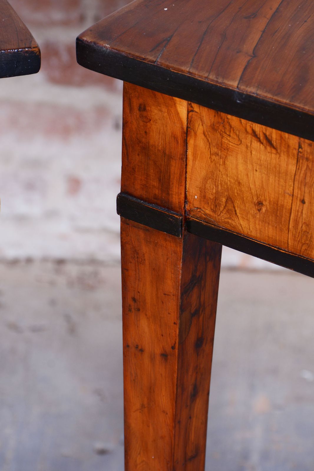 Pair Of Restored Empire Side Tables, Yew Tree, Revived Polish, Austria 1820s photo vinterior