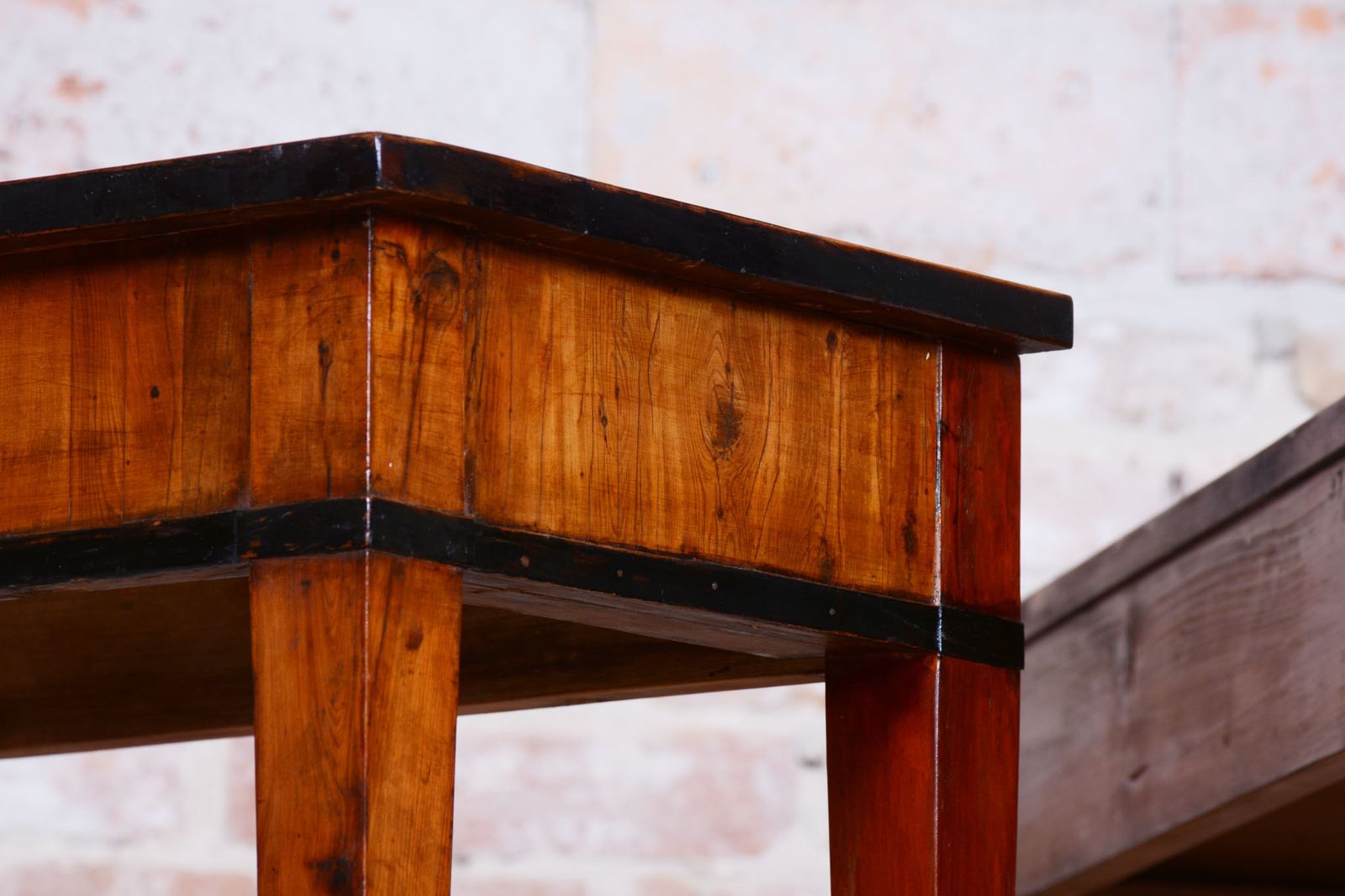 Pair Of Restored Empire Side Tables, Yew Tree, Revived Polish, Austria 1820s photo vintage