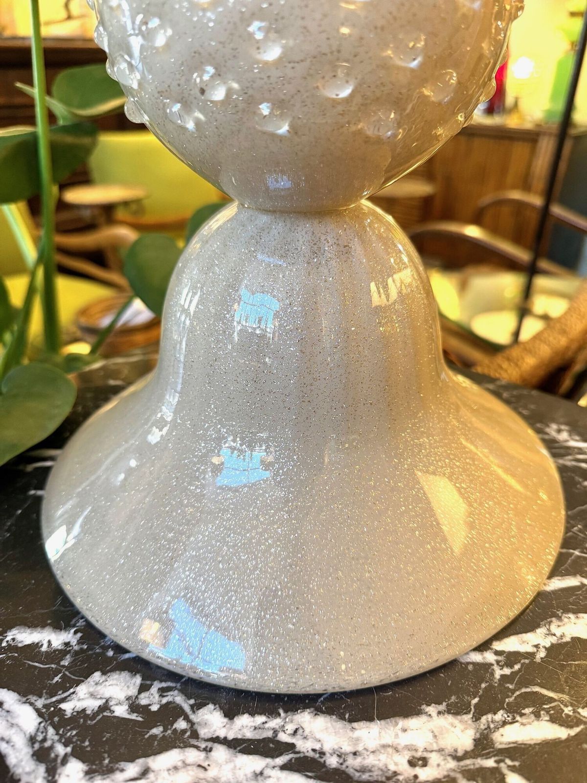 A Large 1980s Avventurina Murano Taupe Coloured Glass Ball Lamp With Brass Fittings photo for sale