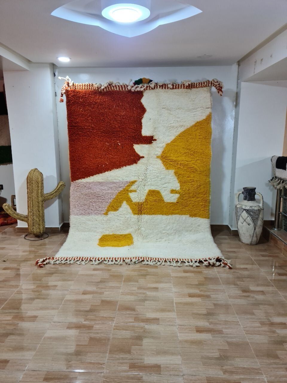 Vibrant Handwoven Moroccan Berber Rug   Abstract Color Block Design (250x150 Cm)