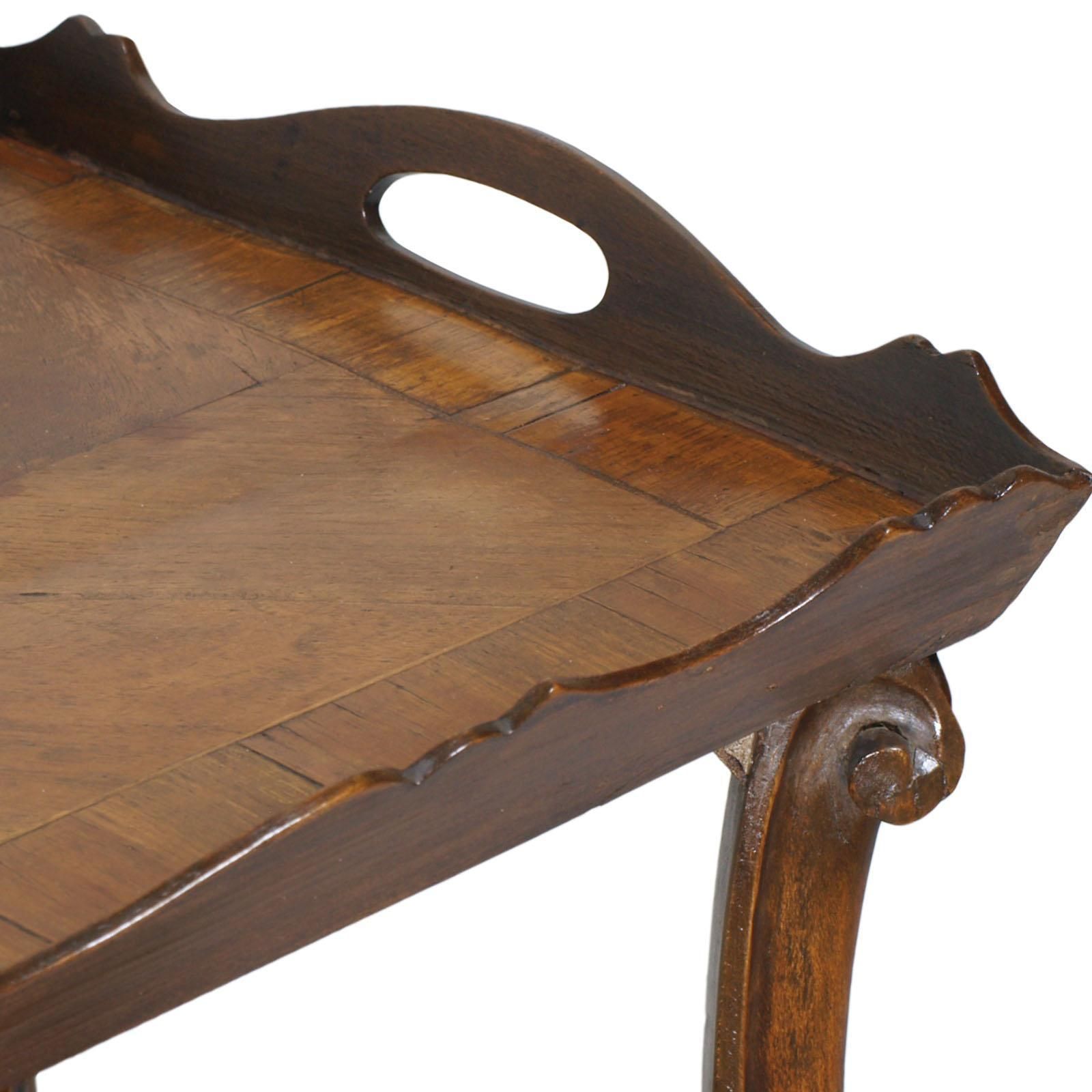 Trolley Bar Cart Baroque Revival, Hand Carved Walnut, Veneer Inlaid, Burl Walnut photo buy
