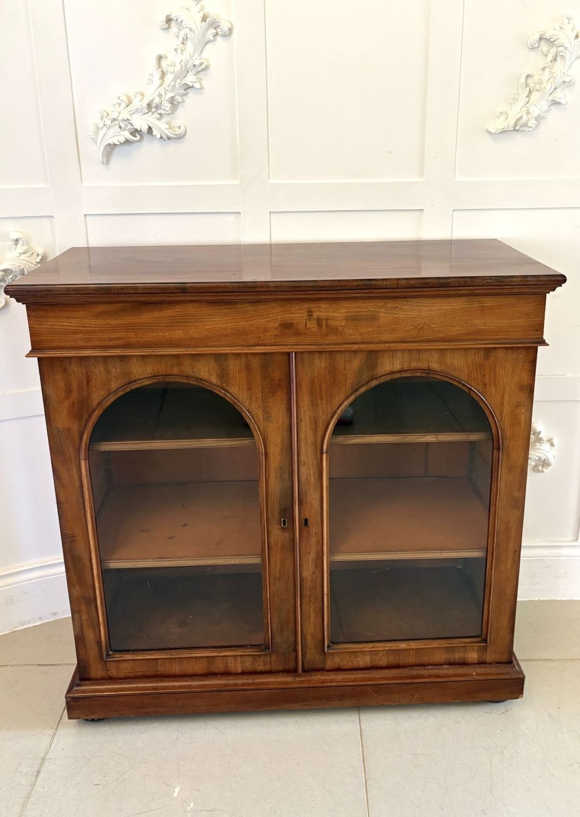 Antique 19th Century Quality Figured Mahogany Glazed Bookcase photo furniture