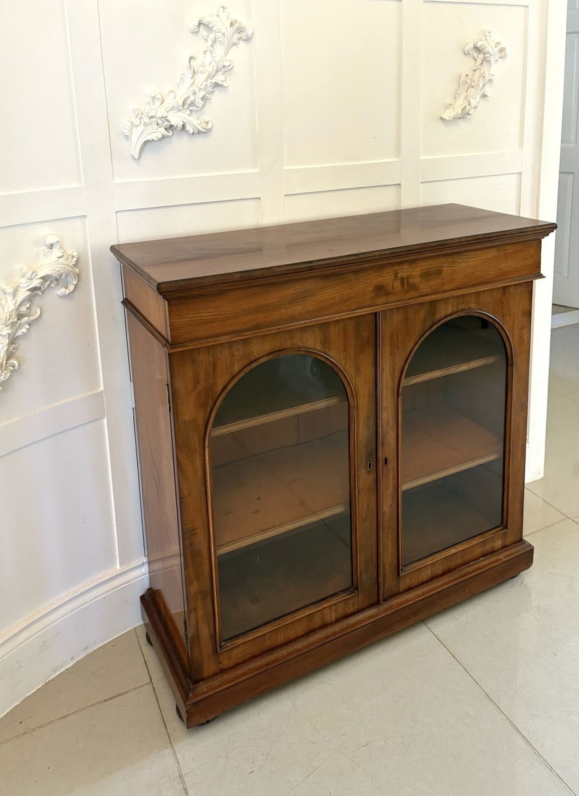 Antique 19th Century Quality Figured Mahogany Glazed Bookcase photo for sale