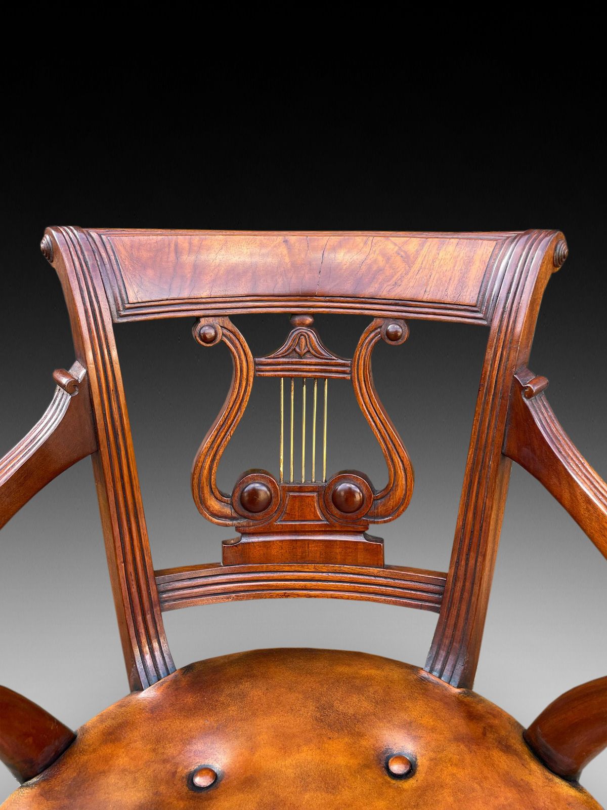Pair Of Regency Style Lyre Back Music Chairs￼ photo Furniture