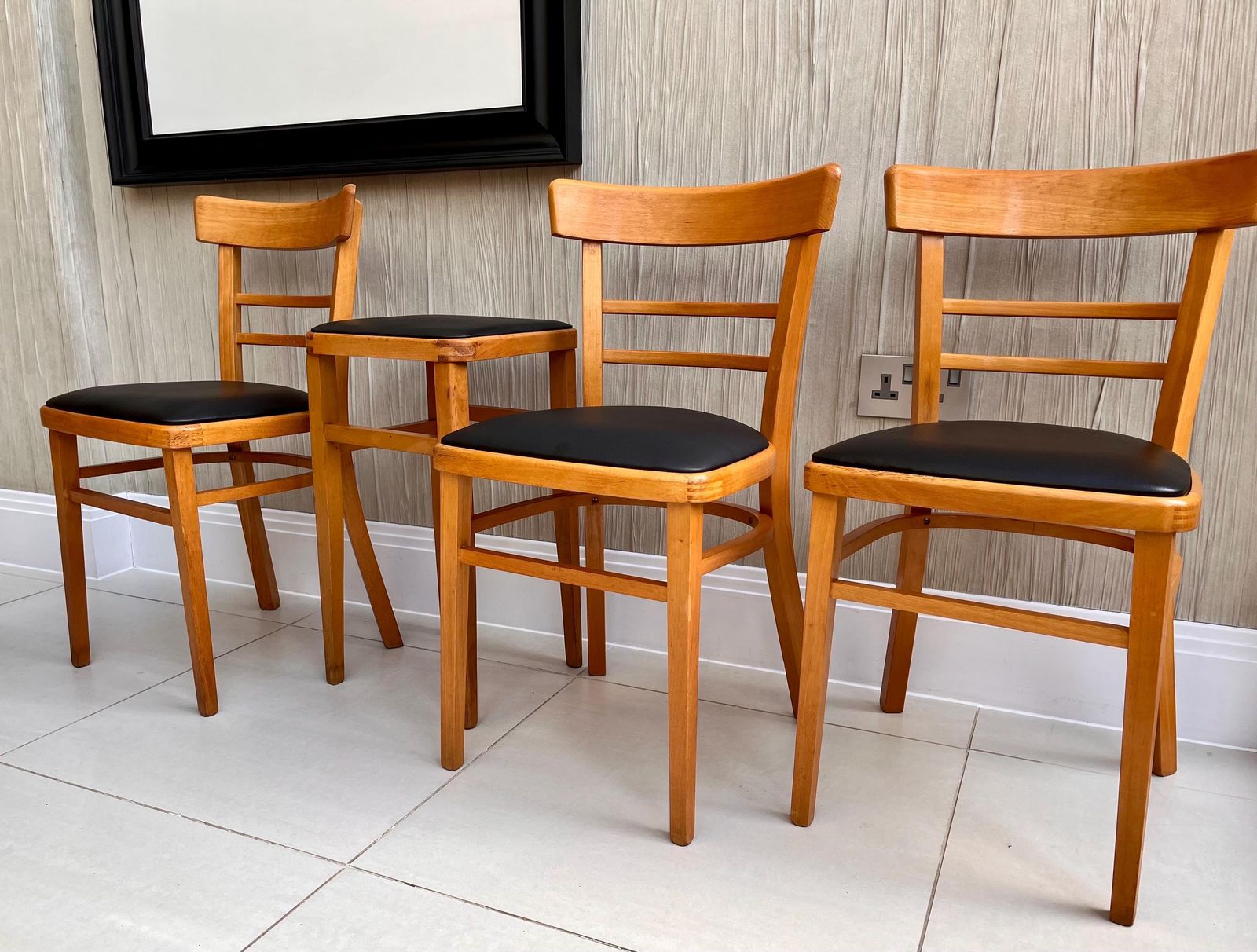 3 Quitmann Vintage Mid Century Kitchen Dining Chairs + Matching Stool