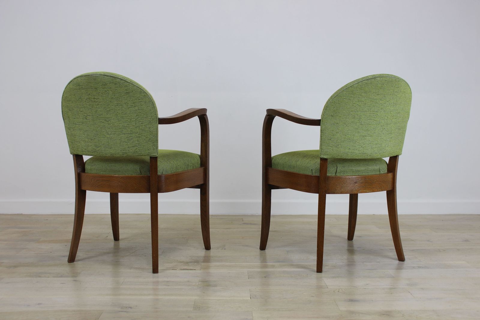 Stylish Pair French Oak Bridge Chairs C 1950 photo vintage