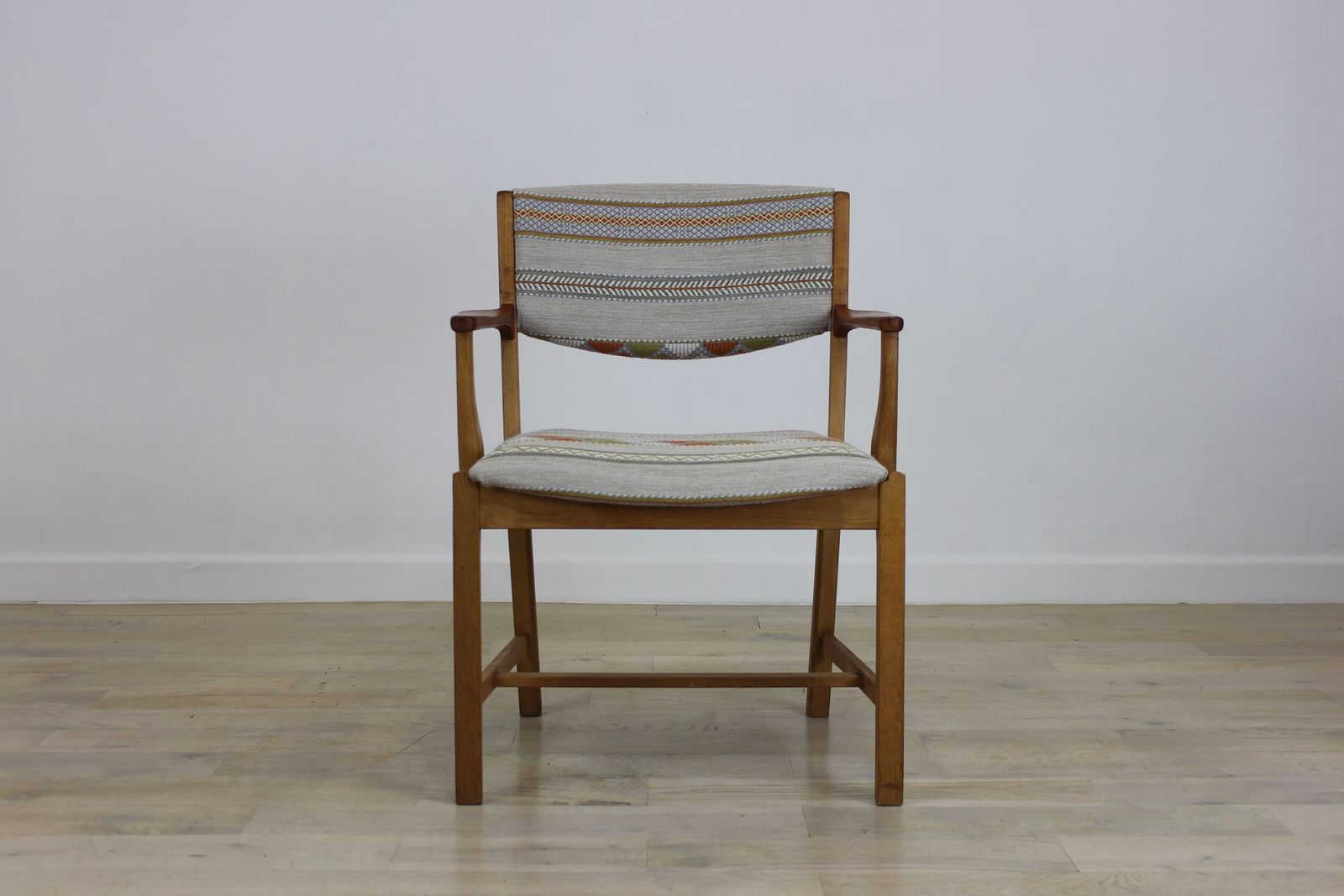 Soro Danish Teak And Oak Desk Chair In Kit Kemp Fabric photo vinterior