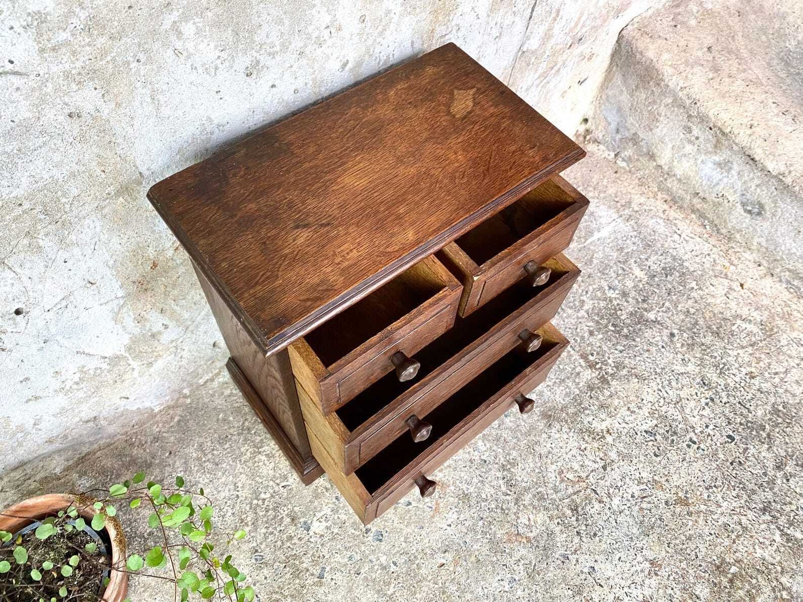 Antique Victorian Oak Miniature Chest Of Drawers   Apprentice   Desktop photo buy