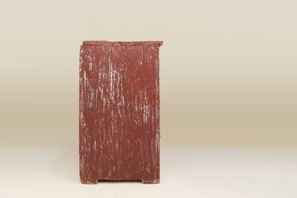 photo vintage Parisian Rustic Cabinet In Burgundy Painted Pine, 1820s