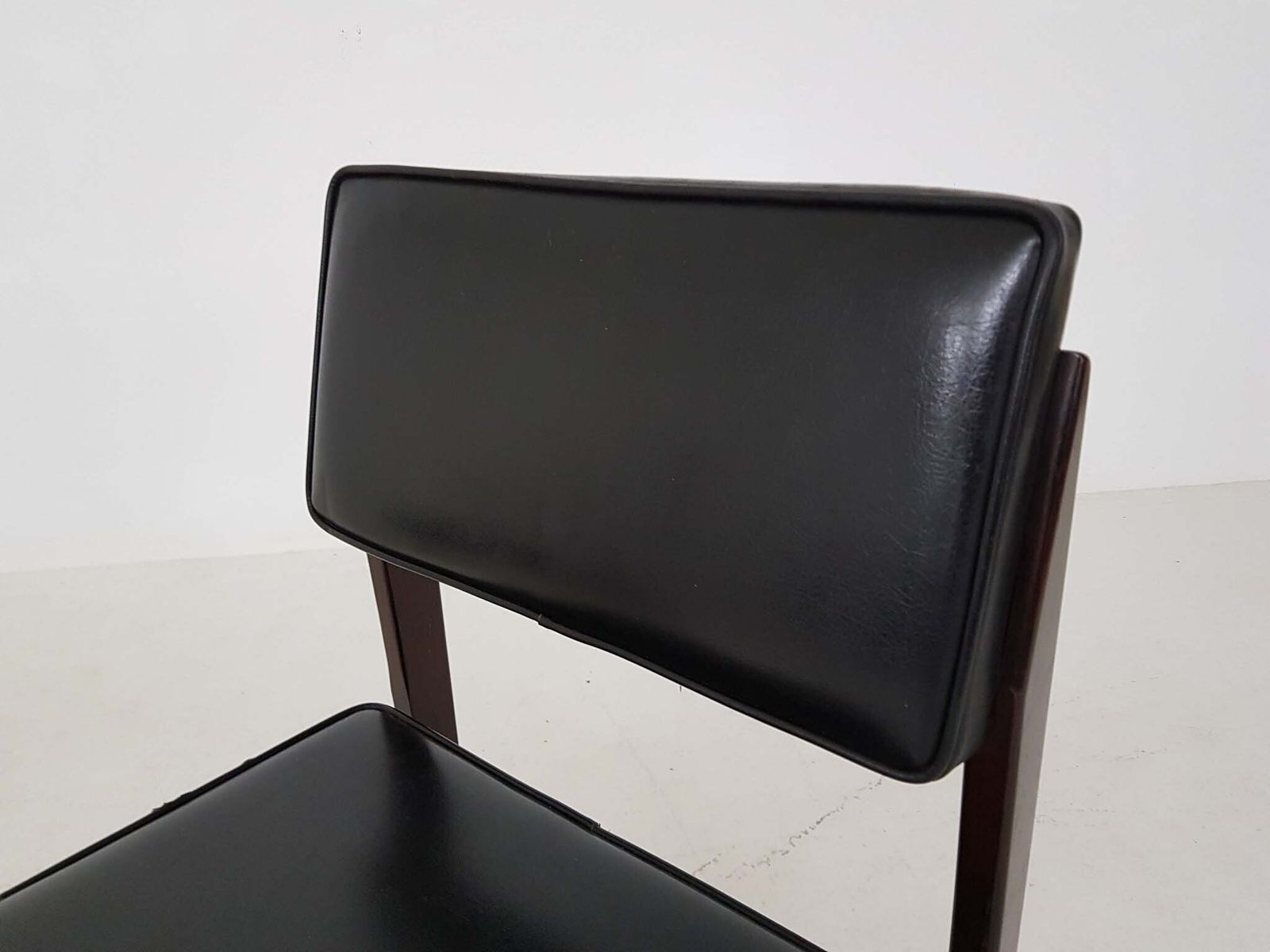 Set Of 2 Topform Dining Chairs In Black Faux Leather, The Netherlands 1950’s photo vinterior