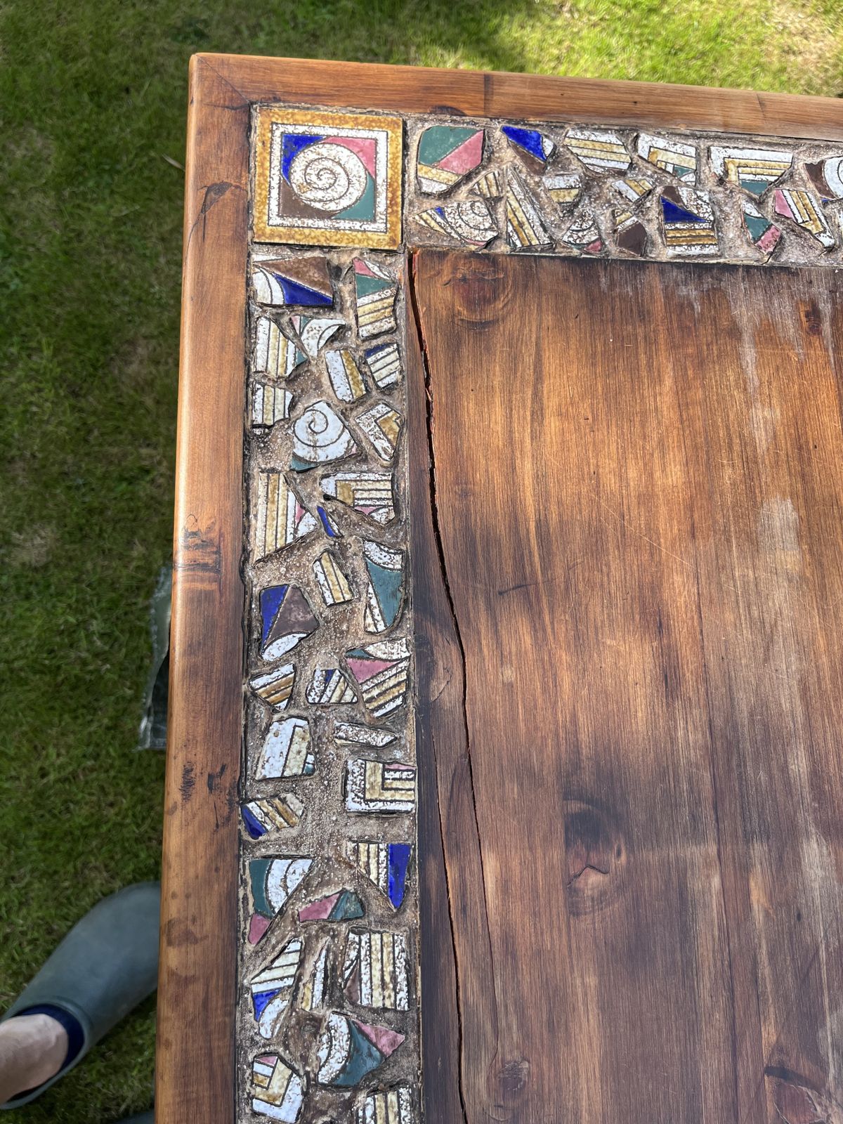 A Unique Bespoke/Custom Made 8 Seater Dining Table With A Mosaic Edging. photo for sale