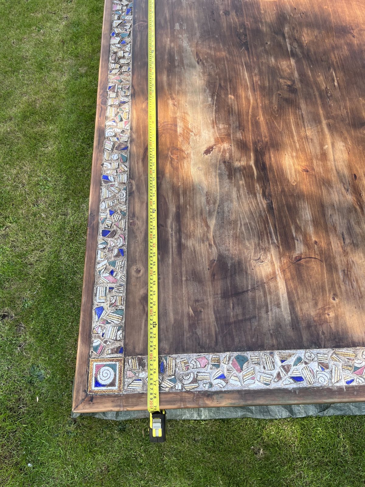 A Unique Bespoke/Custom Made 8 Seater Dining Table With A Mosaic Edging. photo Furniture