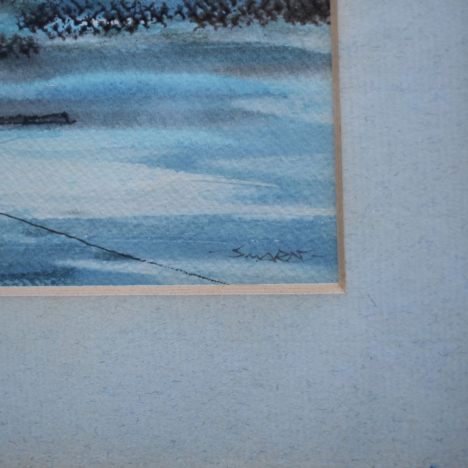 Vintage J. Marn Blue Seascape Costal Sailboat Seagulls Watercolour Signed Pair photo 145.0