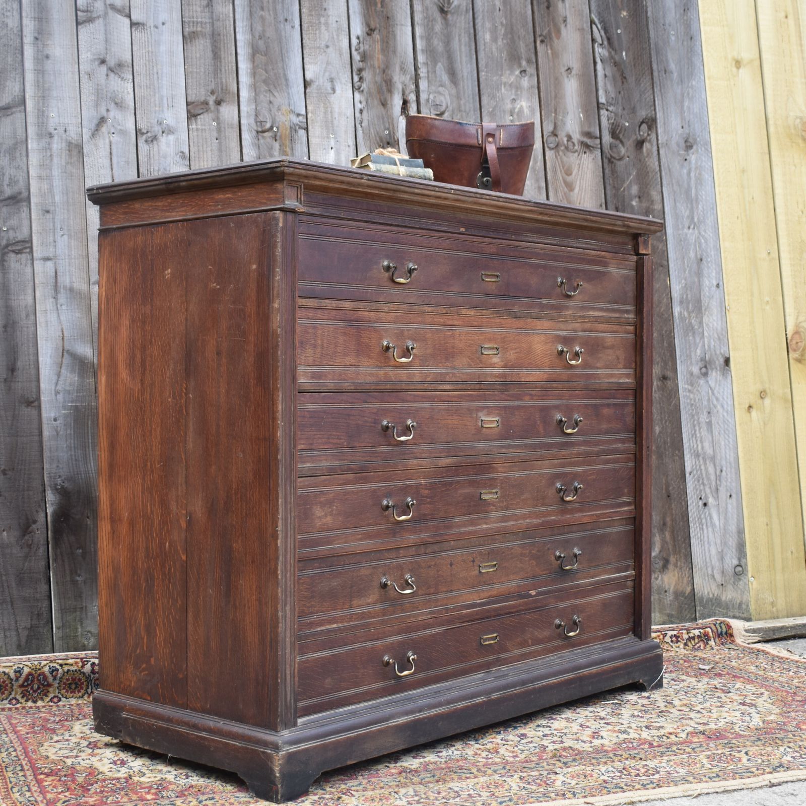 Antique Museum Collector's Cabinet Haberdashery Shop Display Oak Bank Of Drawers photo vinterior