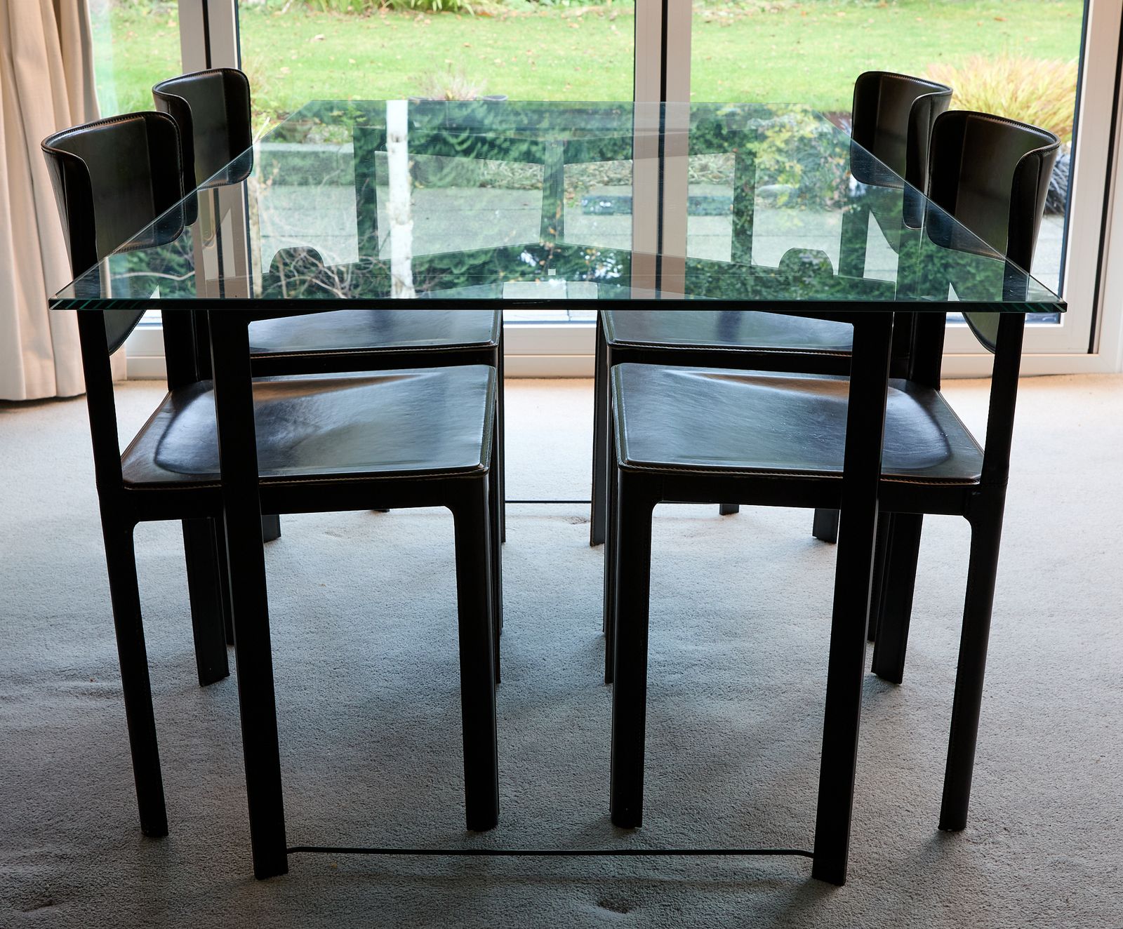 4 X Matteo Grassi “Sistina” Dining Chairs – In Black Saddle Leather photo vinterior