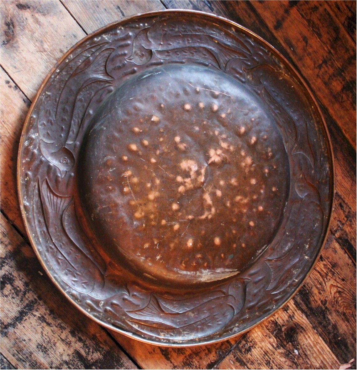Liberty Arts And Crafts Copper Charger With Birds photo vinterior
