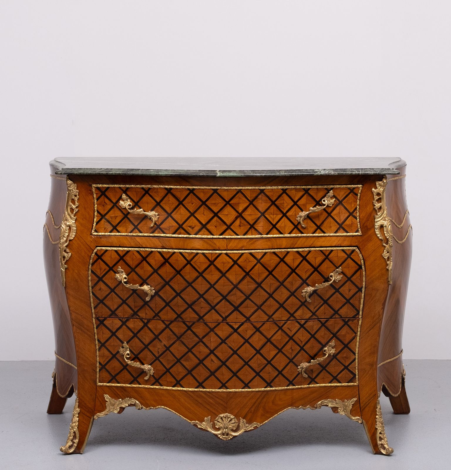 2600.0 Stunning Dutch Louis XV Checkerboard Inlay Chest Of Drawers photo