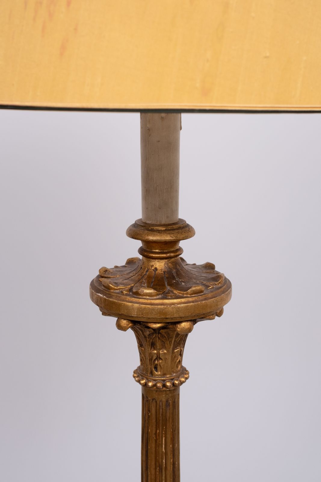 Italian Rococo Wooden Floor Lamp Antique Gold 1950s photo 1250.0